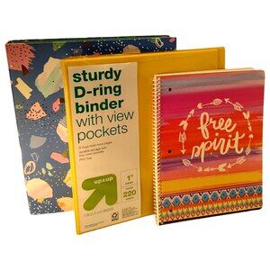 School Bundle 2 Binders Greeneroom & Up&Up 1" D Ring With Free Spirit Notebook